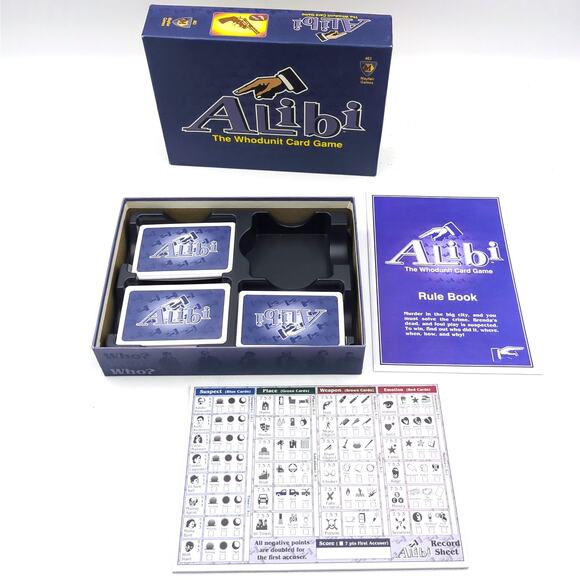 ALIBI Whodunit Card Game by Mayfair Crime Solving Mystery Box Complete in Box - Picture 4 of 5